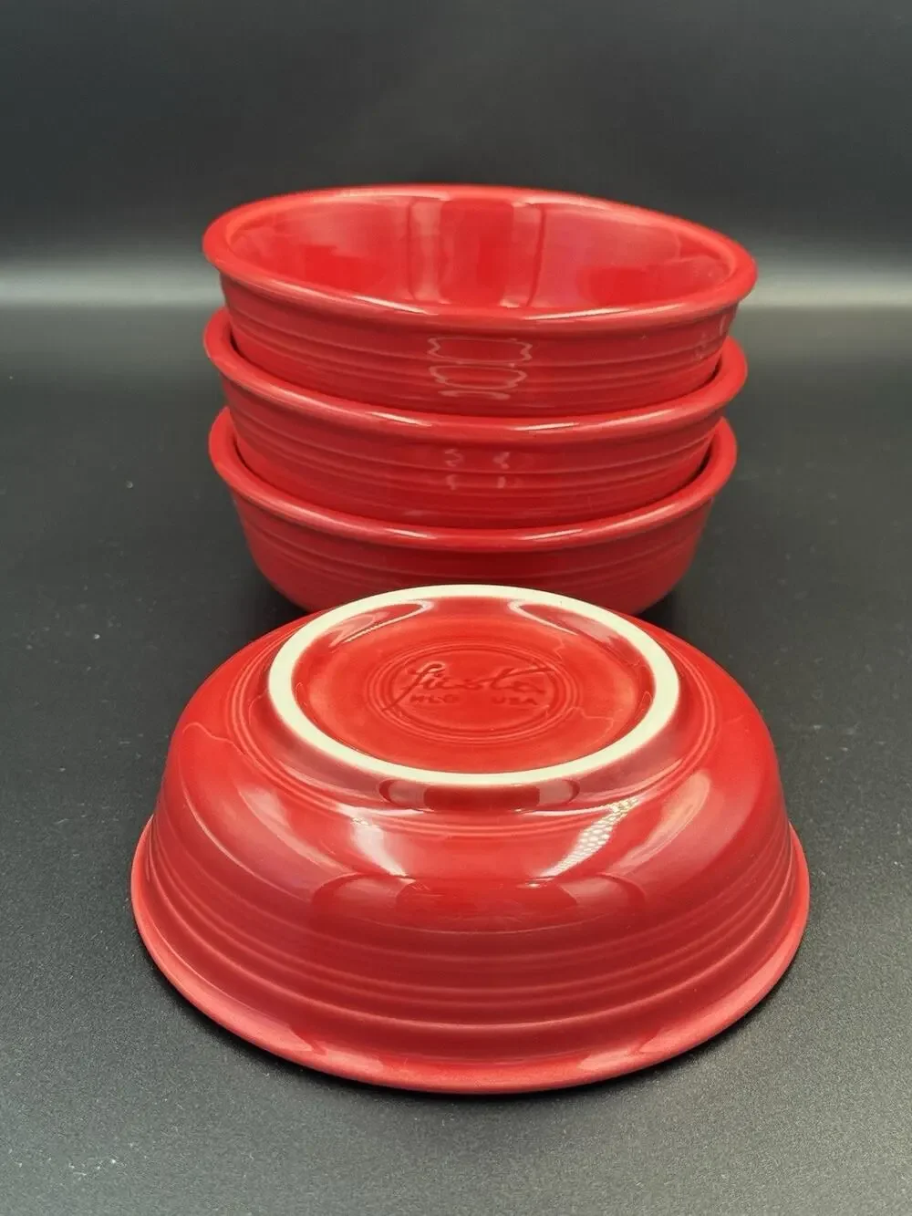 Fiesta Scarlet Classic Rim Small Bowls Set of 4 HLC USA 5 5/8”